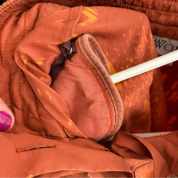 Vintage Upcycled Jacket Womens Size Large Handmade Stencil Floral Orange Brown - Picture 11 of 16